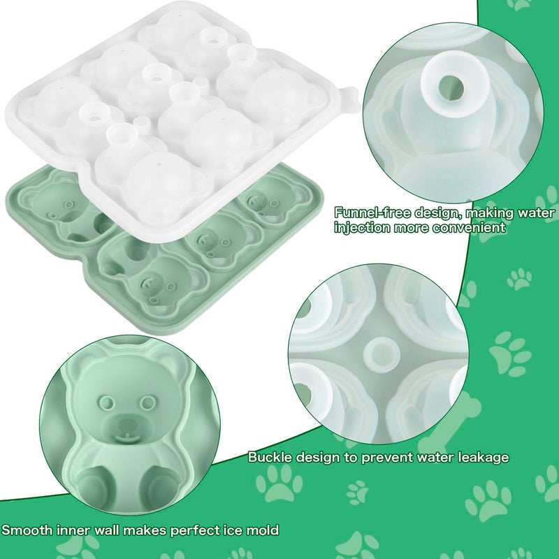 Nerien Bear Ice Cube Tray Mold - 3D Bear Shape Ice Cube Trays, Cute Ice Cube Molds for Whiskey Bourbon, 4-Hole Large Fun Shapes Ice Cube Trays, Funny Bear Gifts for Bear Lovers Women Men - Image 3